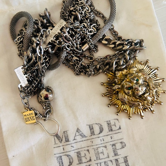 Made in the Deep South multi chain lion pendant necklace - Picture 3 of 8